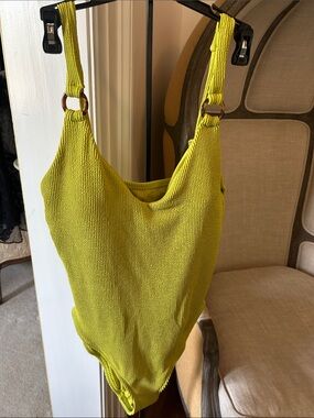 NWT Women's Lime Green Ribbed Tank One Piece Swimsuit XL